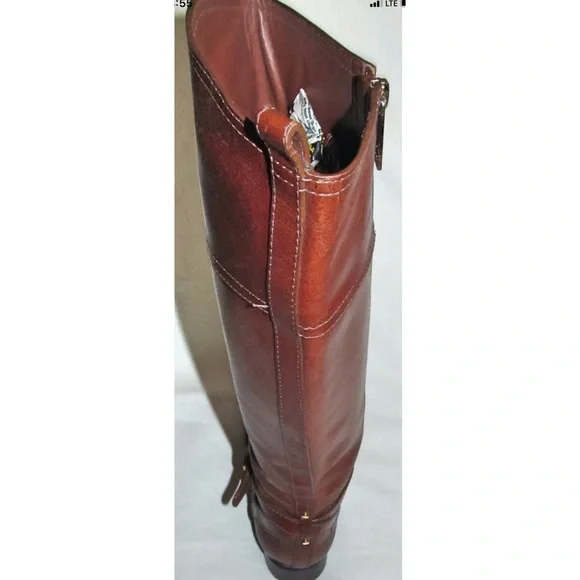Tory Burch Brita Brown Leather Knee High Tall Riding Boots Womens Size 7 - Picture 9 of 11
